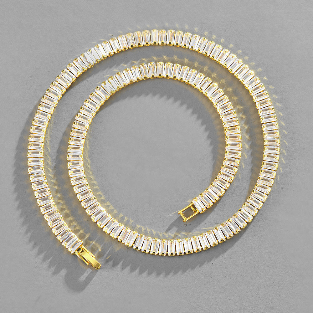 Collares cubanos de rectángulo de circón con incrustaciones con incrustaciones al por mayor